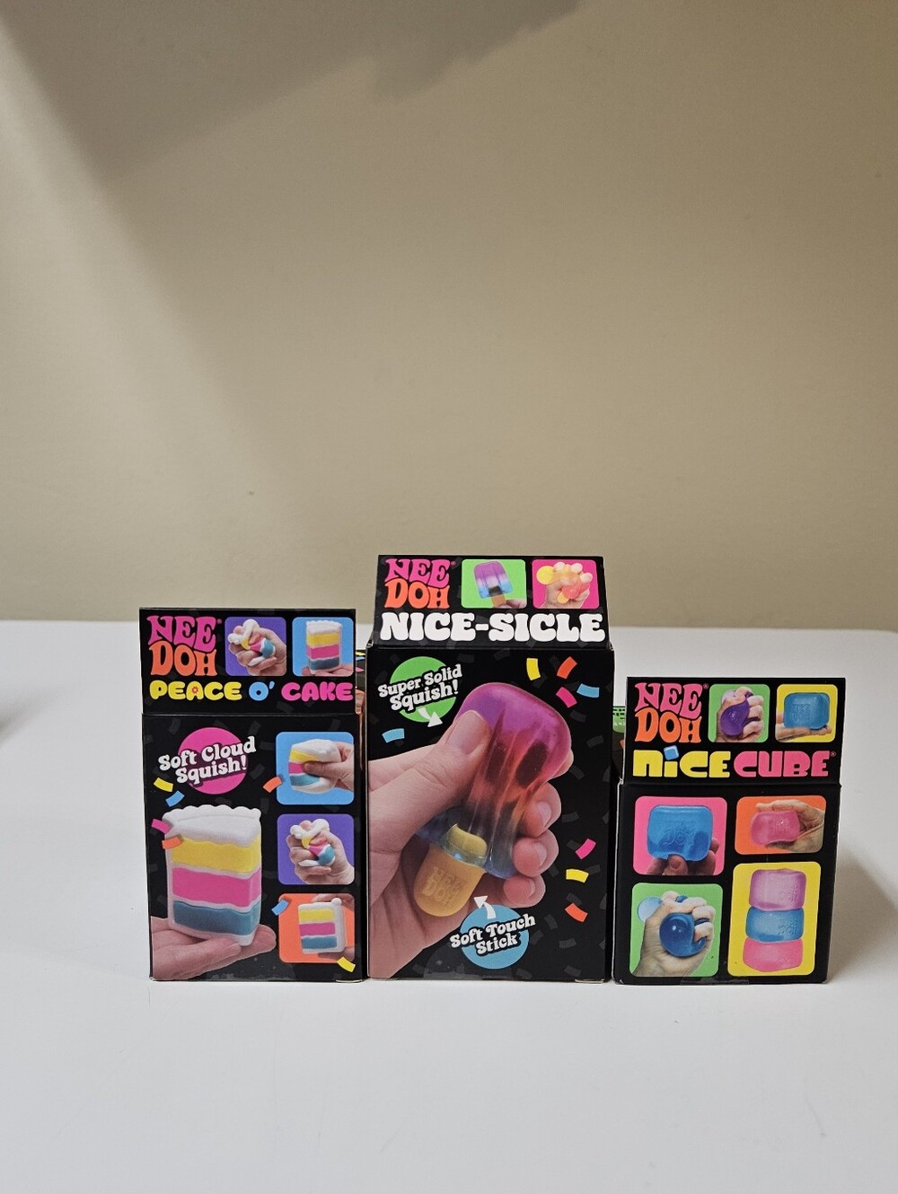 Needoh Squishy Toys Lot Of 3 Peace O'Cake - Nice-Sicle -Nice Cube Purple - Picture 3 of 7